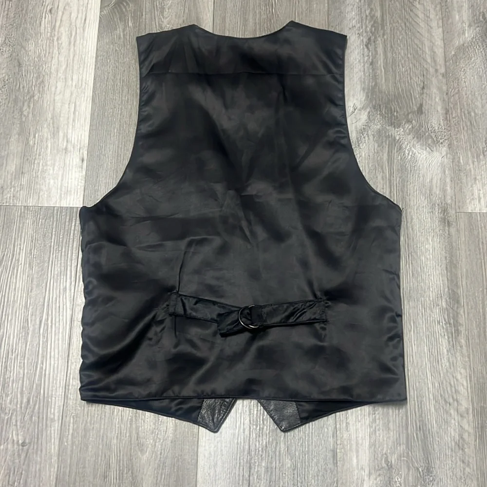 Don’t Stop Classics Black Leather Vest with Button Closure /size S